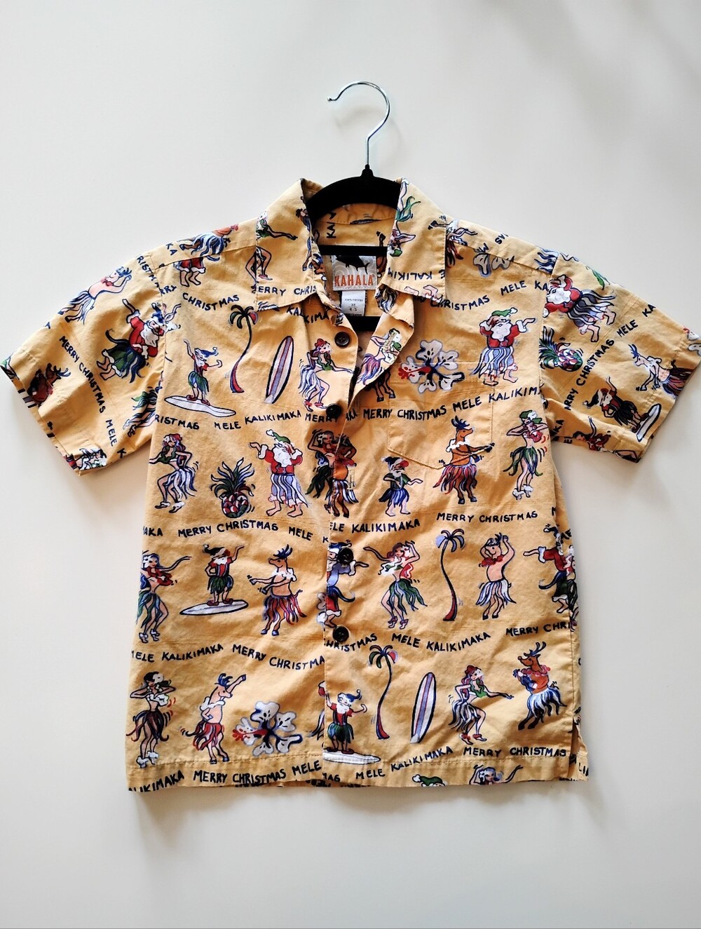 Vintage Kahala Kids Christmas Hawaiian Shirt Sz 5